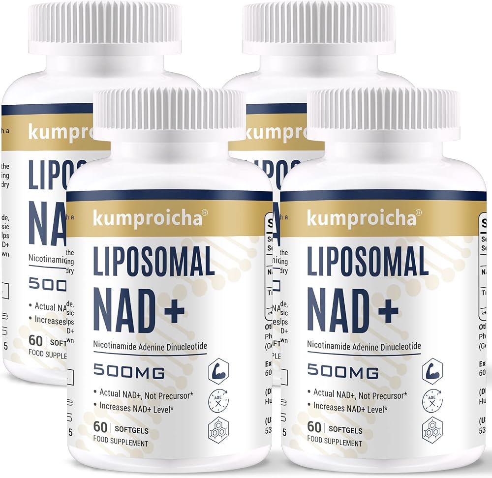 Kumproicha Liposomal NAD+ 500mg with TMG 250mg Softgels 60 count (Pack of 4)