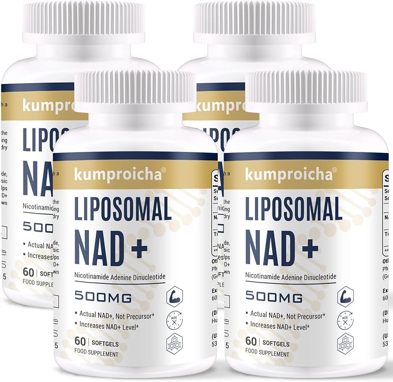 Kumproicha Liposomal NAD+ 500mg with TMG 250mg Softgels 60 count (Pack of 4)