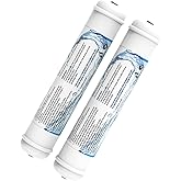2 Pack Inline Water Filter 1/4" Quick-Connect Replacement Cartridge Inline Activated Carbon Block Filter for Refrigerator, Ice Maker, Under Sink System, Reduces Chlorine, Fluoride, Limescale and More