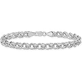 IceCarats 14K Solid White Gold Lite 5mm Double Link Chain Charm Bracelet
