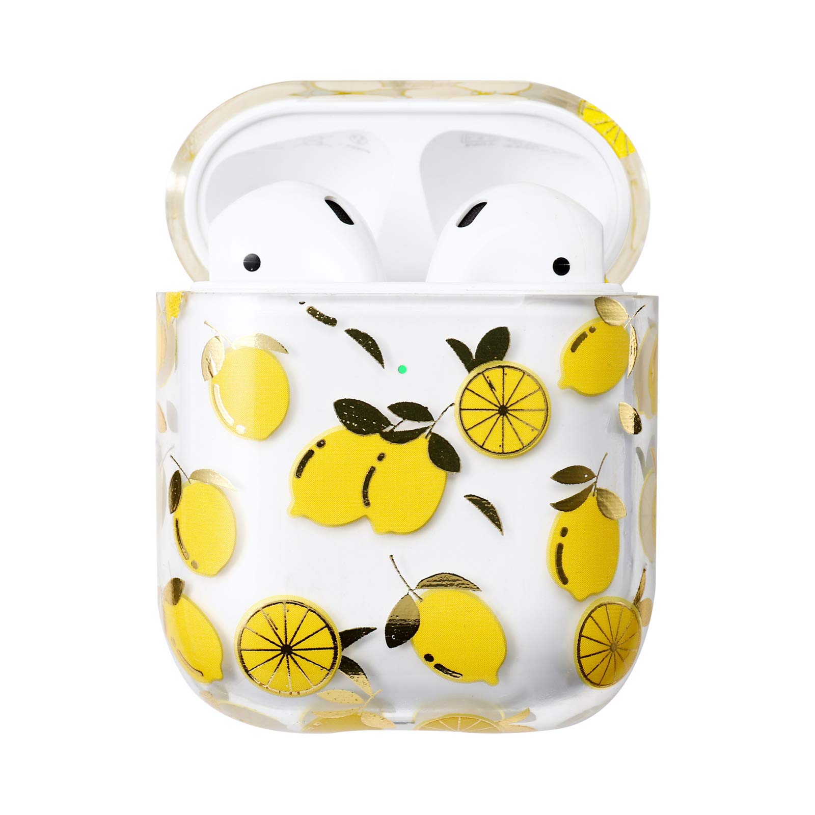 AKABEILA AirPods Case for Apple 2 (2019) & 1 (2016) - Cute Pattern Clear Hard PC Cover, Shockproof, Front LED Visible, Anti-Slip Protective