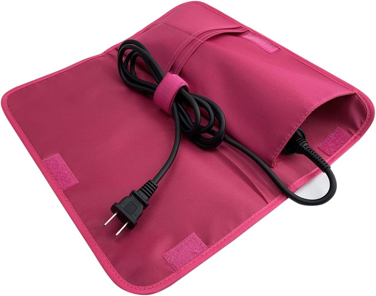 Hairizone Curling Iron Cover Heat-Resistant Cosmetics Bag with Thermal Pouch and New Added Cable Holder for Hair Straighteners Travel Flat Iron Case, Pink