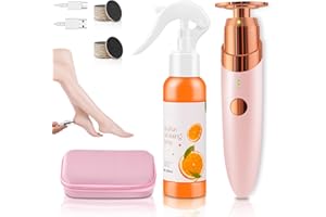 MILUMBER Electric Foot Callus Remover Kit with 3-Speed Adjustable Settings, Portable Feet Sander for Dead Skin, Heel Remover Tool with LED Light, Includes Foot Spray, Storage Case & 60 Sandpaper Discs-Pink