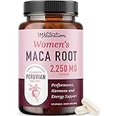 Organic Maca Root Capsules for Women | Peruvian Maca 2250MG Extra Strength | Red, Black & Yellow Root Powder with Black Pepper | Herbal Supplement to Support Energy & Hormone Balance | 120 Ct