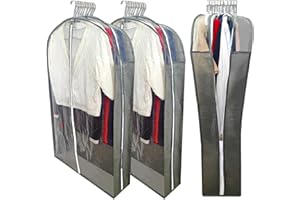 Garment Bags for Hanging Clothes with 6.3" Gusset, 40" Suit Bags for Closet Storage, Clear Moth Proof Suits Covers and Side Z