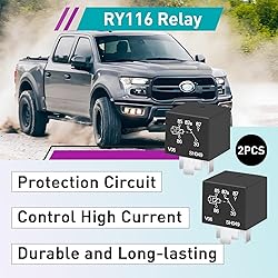 2 Pcs RY116 Relay, 12V 40A, 5-Pin, High-Performance