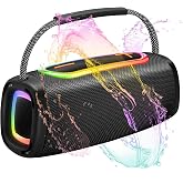 Bluetooth Speaker Portable, BT5.4, 60W Punchy Bass, 66MM Speaker Diameter | Wireless Speakers Clear Treble, 36H Playtime, IP6 Waterproof, RGB Multi-Color Rhythm Lights, Outdoor, Party, Beach