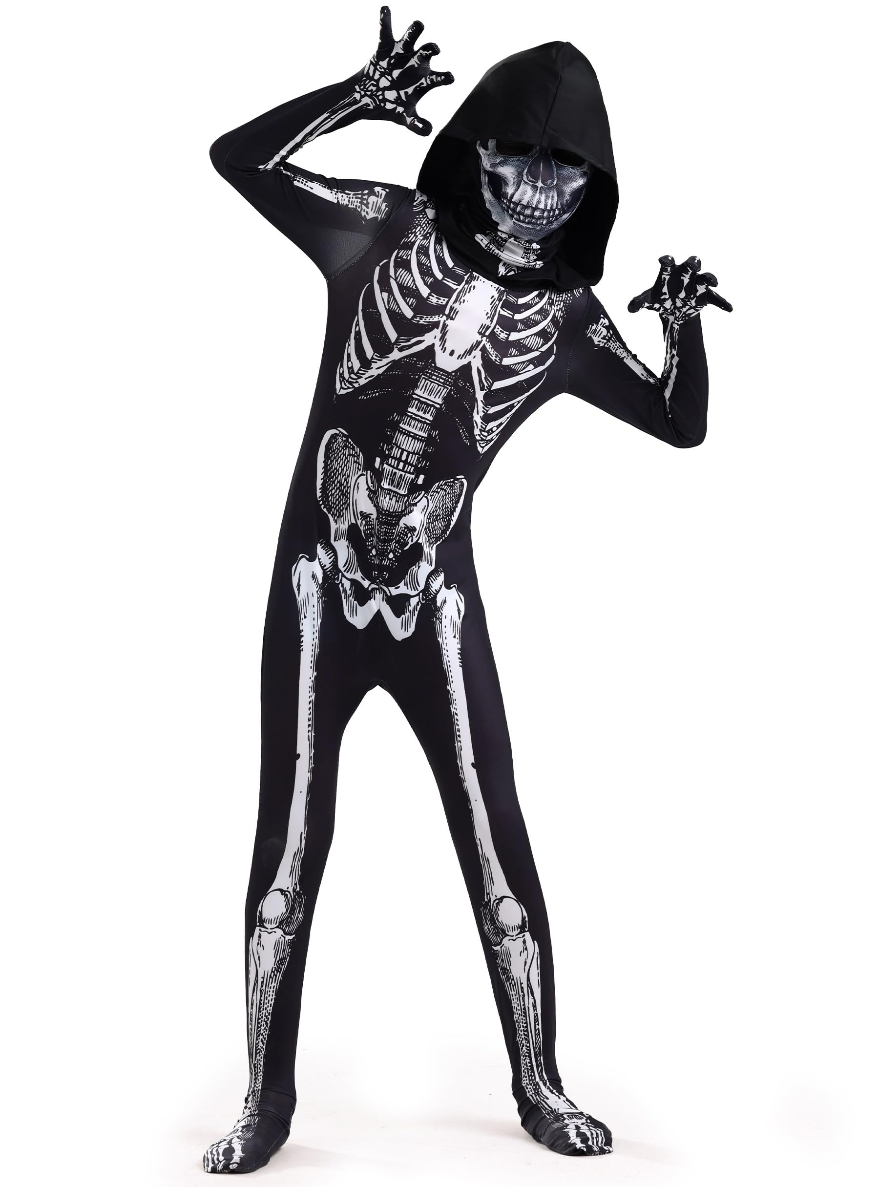 Photo 1 of Kids Skeleton Costume Jumpsuit – 3D Scary Halloween Onesie for Boys, Girls & Toddlers, Creepy Skeleton Bodysuit 10-12 Years