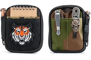 SAYRAM EDC Pouch, Pocket Organizer, Mighty Pouch for Men, EDC Bags with Velcro, Small Tool Pouch with D-Ring, Elastic Organizers Utility Pouch for Multitools, Nylon Compact Organizer