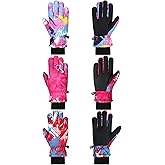 Geyoga 3 Pairs Kids Winter Ski Gloves Waterproof Snow Mittens Windproof Warm Gloves for Girls Boys Cold Weather