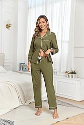 COLORFULLEAF Women's 100% Cotton Long Sleeve Pajama