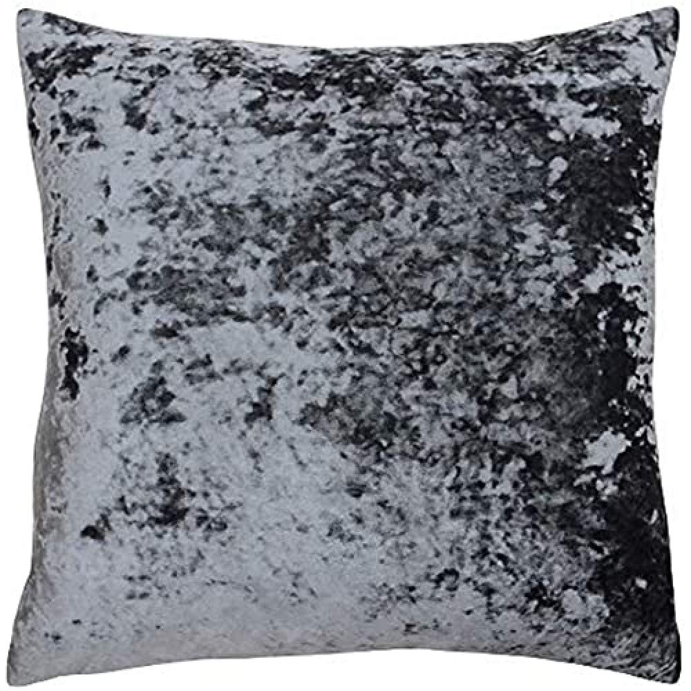 Riva Paoletti Verona Feather Filled Cushion Square - Pewter Grey - Velvet Feel - Crushed Velvet Look - Hidden Zip Design - 100% Polyester Case - 55 x 55cm (22" x 22" inches) - Designed in the UK