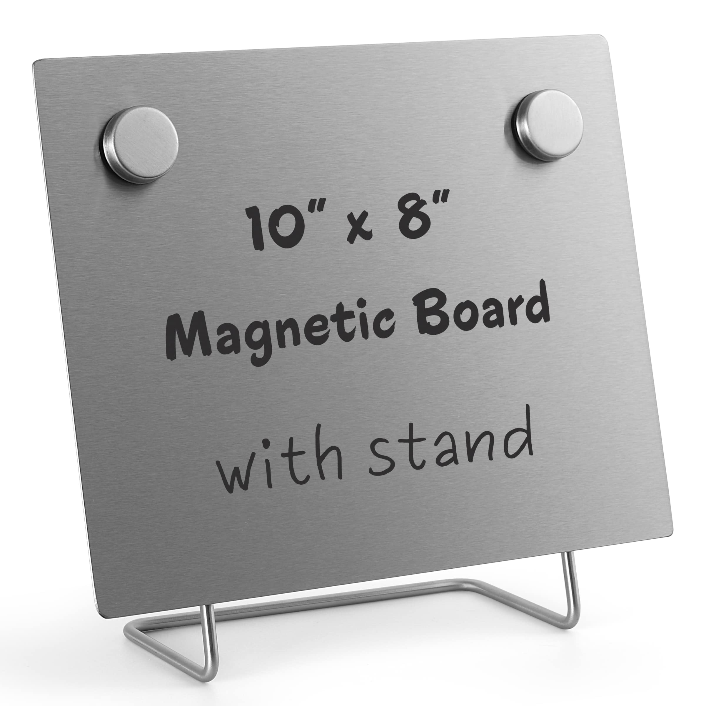 Photo 1 of Magnetic in Board with Stand – Small Dry Erase Memo Board – Tabletop Metal Easel for Magnet Display – 10x8 Inches + 2 Magnets