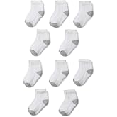Amazon Essentials Unisex Kids' Cushioned Ankle Socks, 10 Pairs