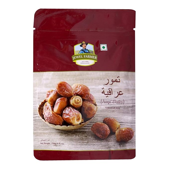 JEWEL FARMER Iraqi Dates with Dietary Fiber & Protein, Pack of Cholesterol Free Nutritious