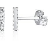 PAVOI 14K Gold Plated 925 Sterling Silver Stud Earrings for Women - Dainty Geometrical Bar Triangle Heart Earrings - Valentines Day Trendy Jewelry