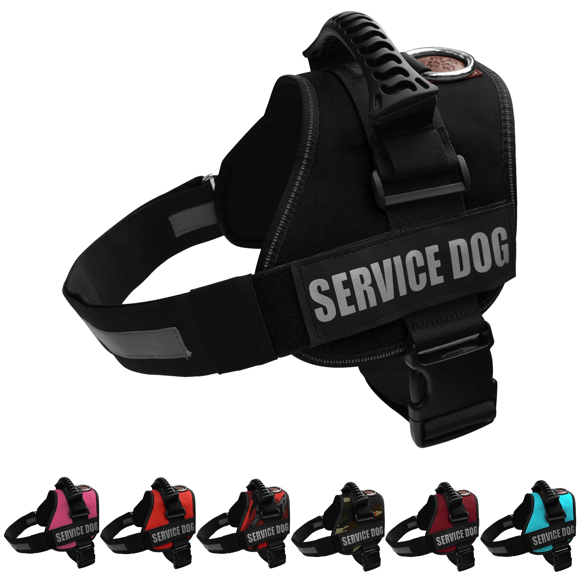 ALBCORP Reflective Service Dog Vest/Harness, Woven Polyester & Nylon, Comfy Soft Padding, Medium, Black — image 1