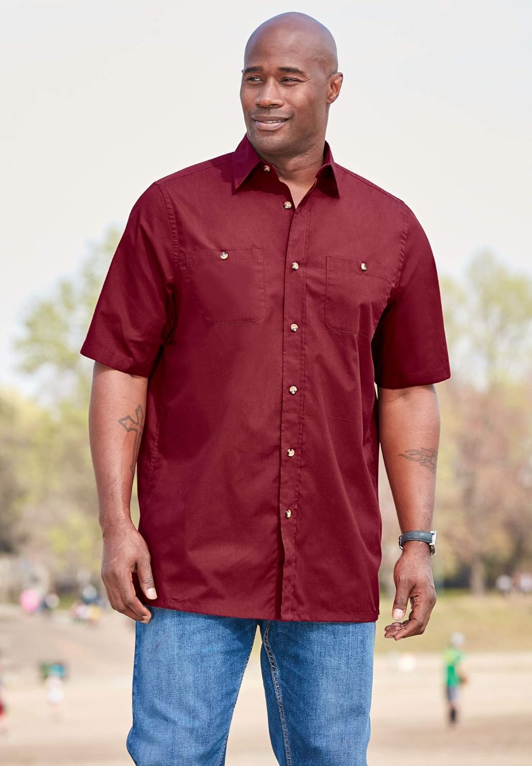 KingSize Mens Big & Tall Short Sleeve Solid Sport Shirt Clothing Casual
