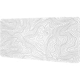 llsxi White Topographic Mouse Pad XXL 15.7x35.4inch Large Gaming Mouse Mat Laptop Desk Mat,Game Mousepad Non-Slip Rubber Base Gamer PC Computer Pad Long Desk Keyboard Pad Office&Home