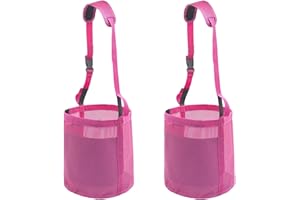 Gydoty Horse Feed Bag for Grain - Heavy Duty Mesh Horse Feeder with Adjustable Strap,Comfort Neck Pad,Nose Pad Horse Muzzle Feed Bag(Medium,2pink)