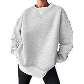Trendy Queen Women's Oversized Color Block Fleeced Crewneck Sweatshirt