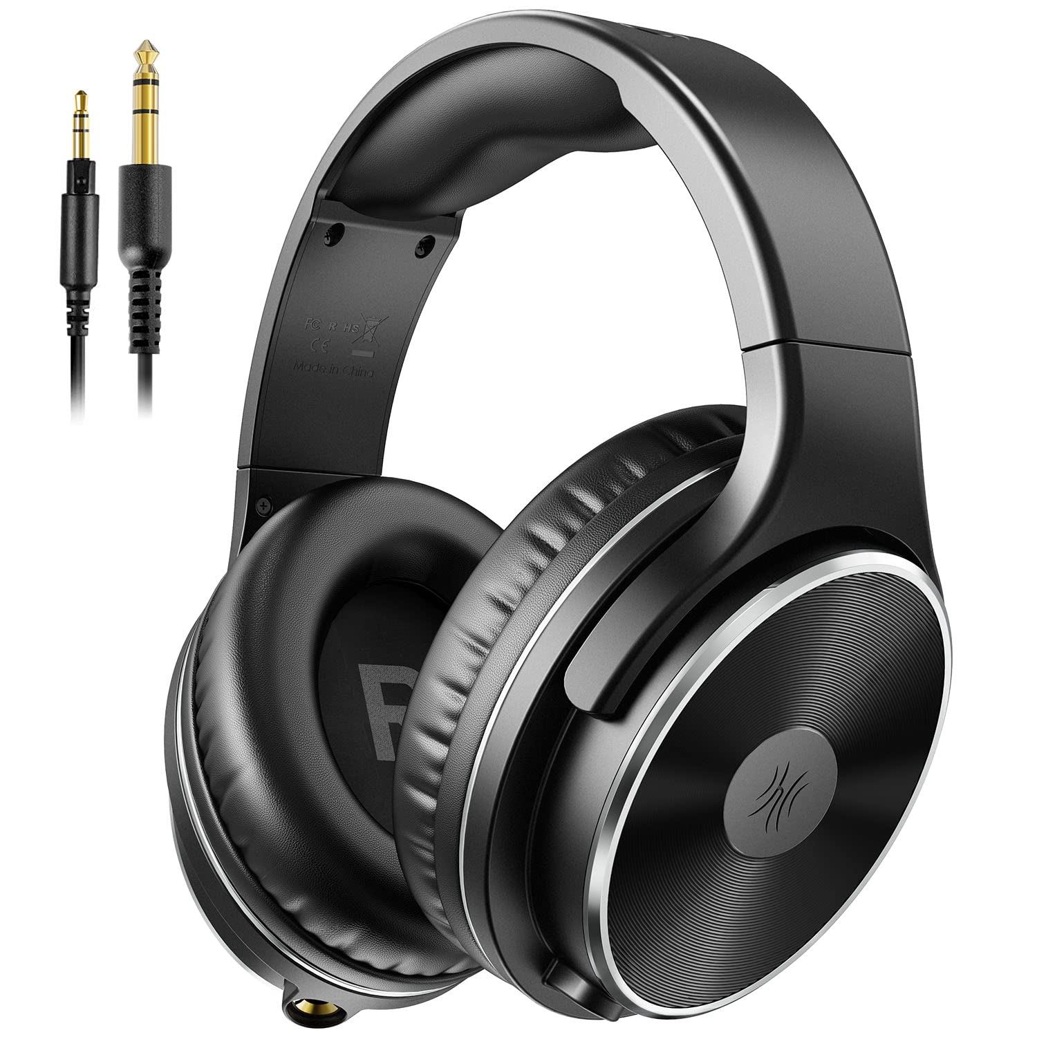 OneOdio Over Ear Wired Hi-Fi Studio Headphones 50mm Speaker 1/4 inch 6.35mm Jack Adapter Free Closed-Back Headphones for DJ Electric Drum Keyboard Guitar Amp PC iPad Music Cell Phone (Black)