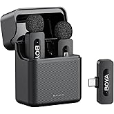 BOYA V30 Wireless Lavalier Microphone for iPhone/Android/PC/Laptop with USB-C Port, 36H Battery Life with Charging Case, Noise Canceling Clip on Lapel Microphone Wireless Mini Mic for Video Recording
