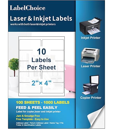 Amazon.com : LabelChoice 100 Sheets 1000 Pcs 2”x4” 10 Up Shipping