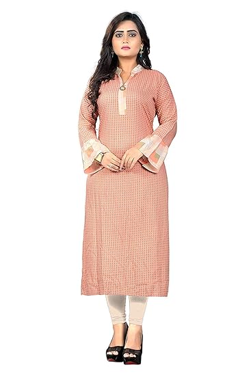 Navabi Export Womens Peach Color Rayon Fabrics Straight Kurta (VF-KU-167)