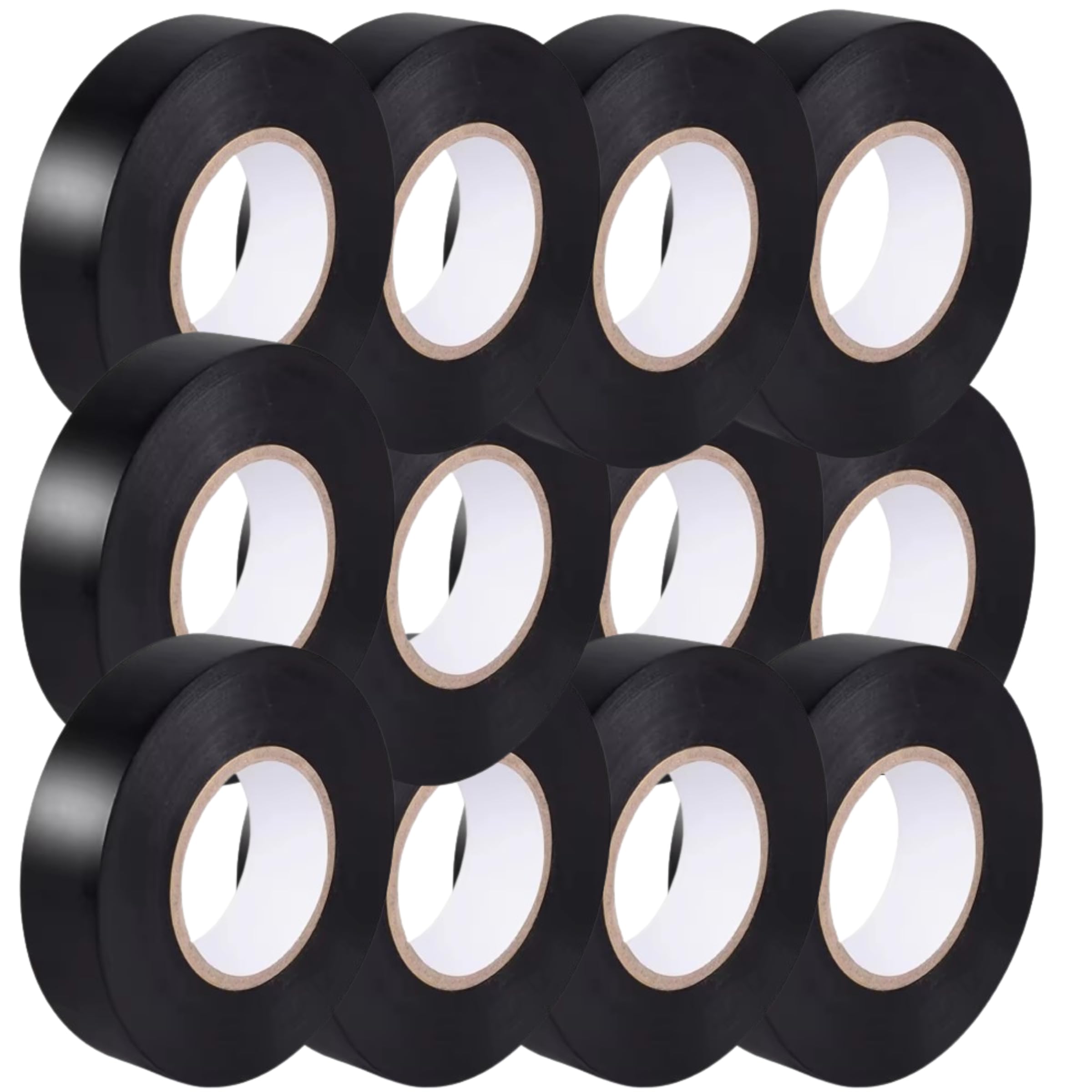 HomeBerg Black Electrical Tape - 19mm x 10m, Moisture and Heat Resistant, PVC Strong Self Adhesion, Multipurpose for Electrical Wires, DIY (Black, 12 Pack)