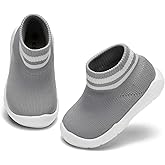 Engtoy Baby Sock Shoes Baby Walking Shoes Infant Non-Slip Breathable Slippers with Soft Rubber Sole Baby Boys Girls Slip On Sneakers Grey