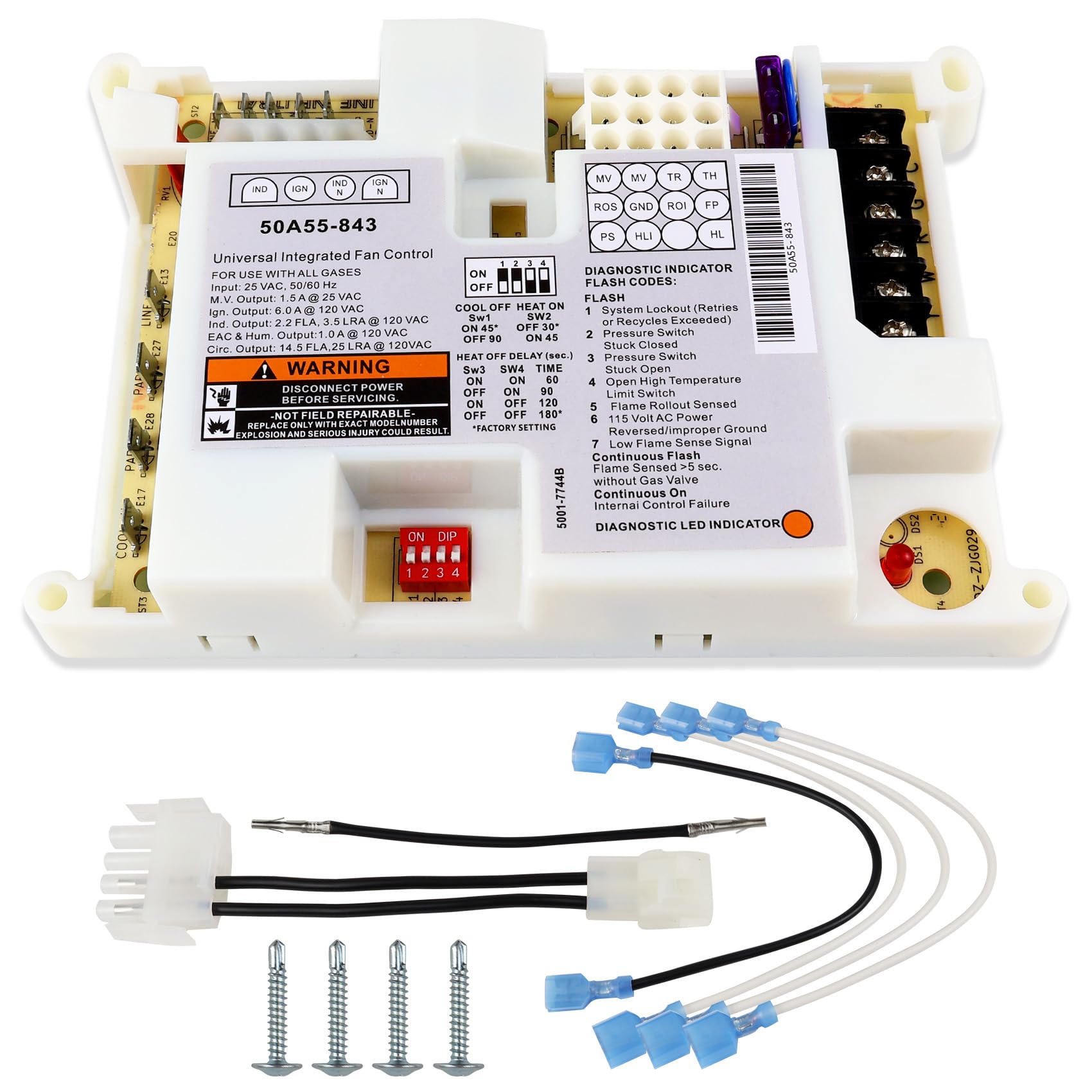 Photo 1 of ??????? 50A55-843 Furnace Control Board, Replace for White Rogers 50A55-843 Board, Replace 50A50-241/405, 50A55-288/486, 50A50/50A55 Series, Universal for Lennox Furnaces Board, 5 Year Warranty