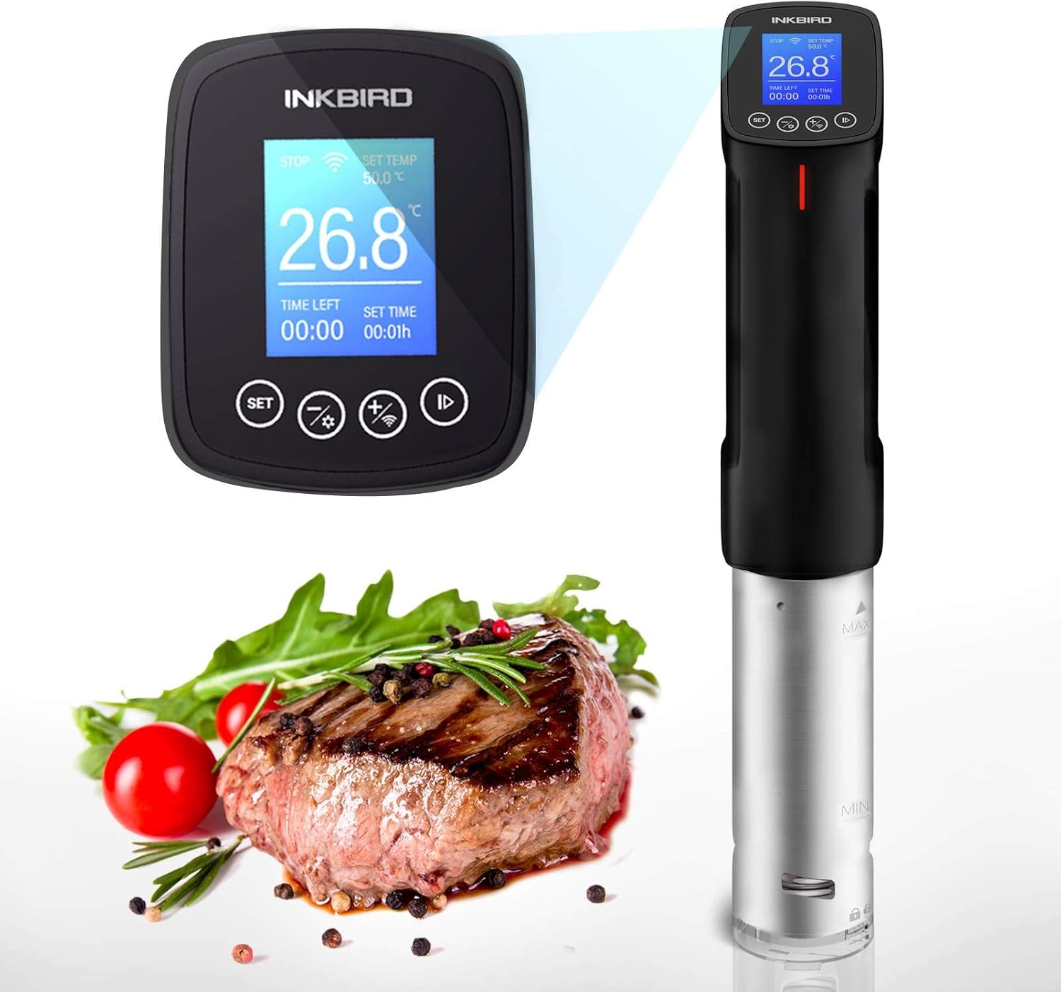 Inkbird WiFi Sous Vide Cooker Culinary Cooker, 1000 Watts, Recipe, Precise Temperature and Timer, Programmable Interface, Stainless Steel Thermal Immersion Circulator for Kitchen
