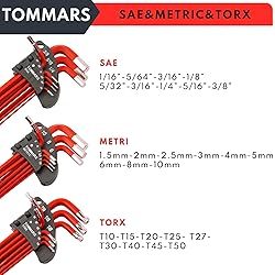 TOMMARS Hex Key Set Magnetic Ball End S2 Steel With