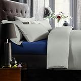NTBAY 500 Thread Count Egyptian Cotton Fitted Sheet Navy 90x190 30cm view 2
