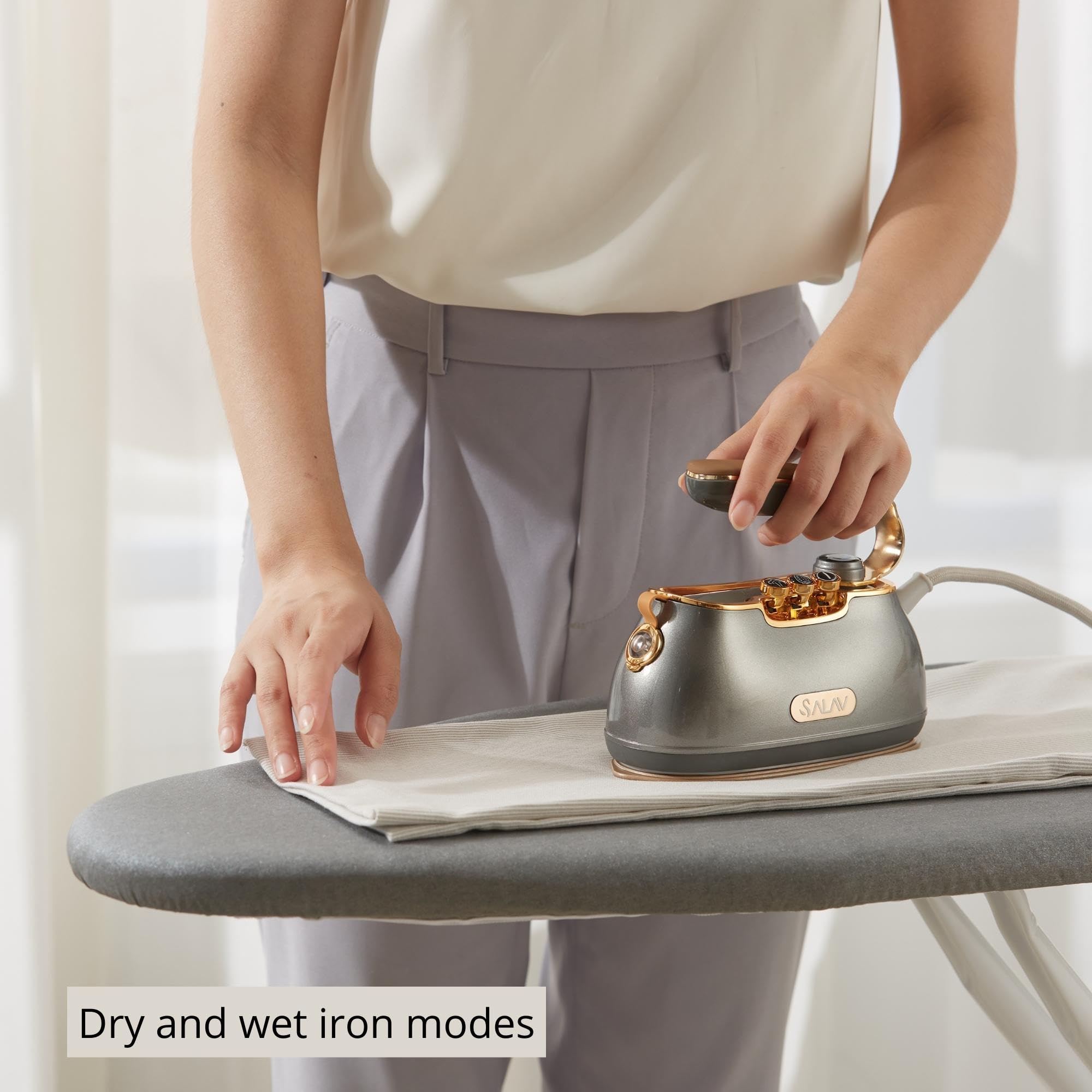 SALAV Retro Edition Steamer and Iron and Fabric Shaver and Lint Roller Bundle, Titanium