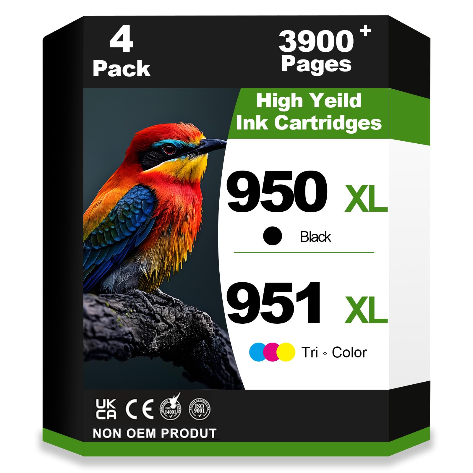 Photo 1 of 950XL 951XL Ink Cartridges Combo Pack Smart-Auto Ink Cartridge Replacement for HP Officejet Pro 8100 8110 8600 8610 8615 8616 8620 8625 8630 8640 8660 251dw 271dw 276dw Inkjet Printer (4 Pack,BCMY?