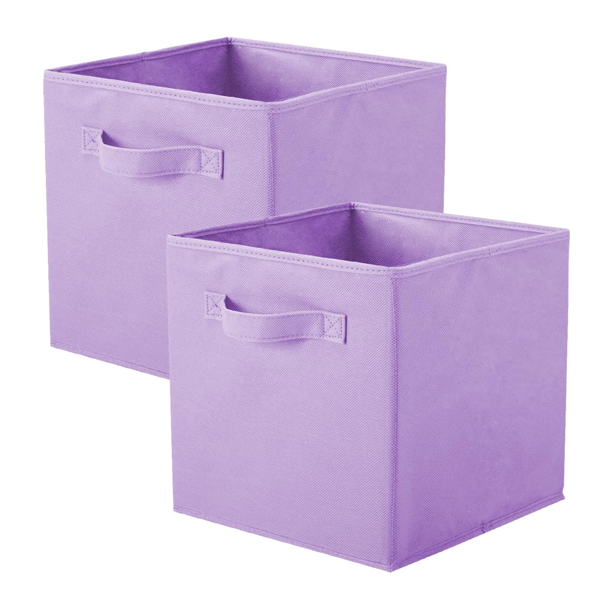 PowerKing Fabric Storage Box, 2 Pieces Foldable Storage Cube Storage Box, Cube Shape, Light Purple