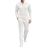 COOFANDY Men's 2 Piece Tracksuit Set Polo Athletic Sweatsuit Quarter Zip Jogging Long Sleeve Casual Sports Outfits