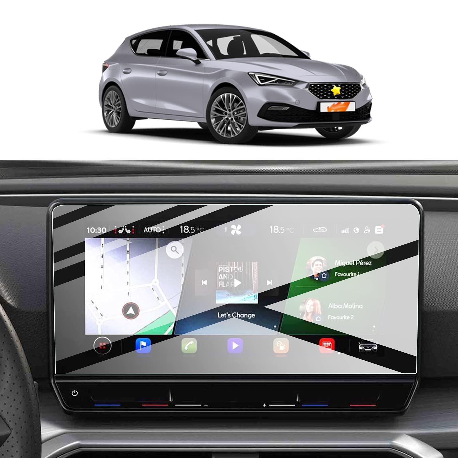 YEE PIN 10 Inch Screen Protector for Seat Leon MK4 KL ST FR 2020-2022 / Cuprα Formentor 2021 2022 Protective Film GPS Screen Protector Sat Nav Film Tempered Glass Protection Car Accessories
