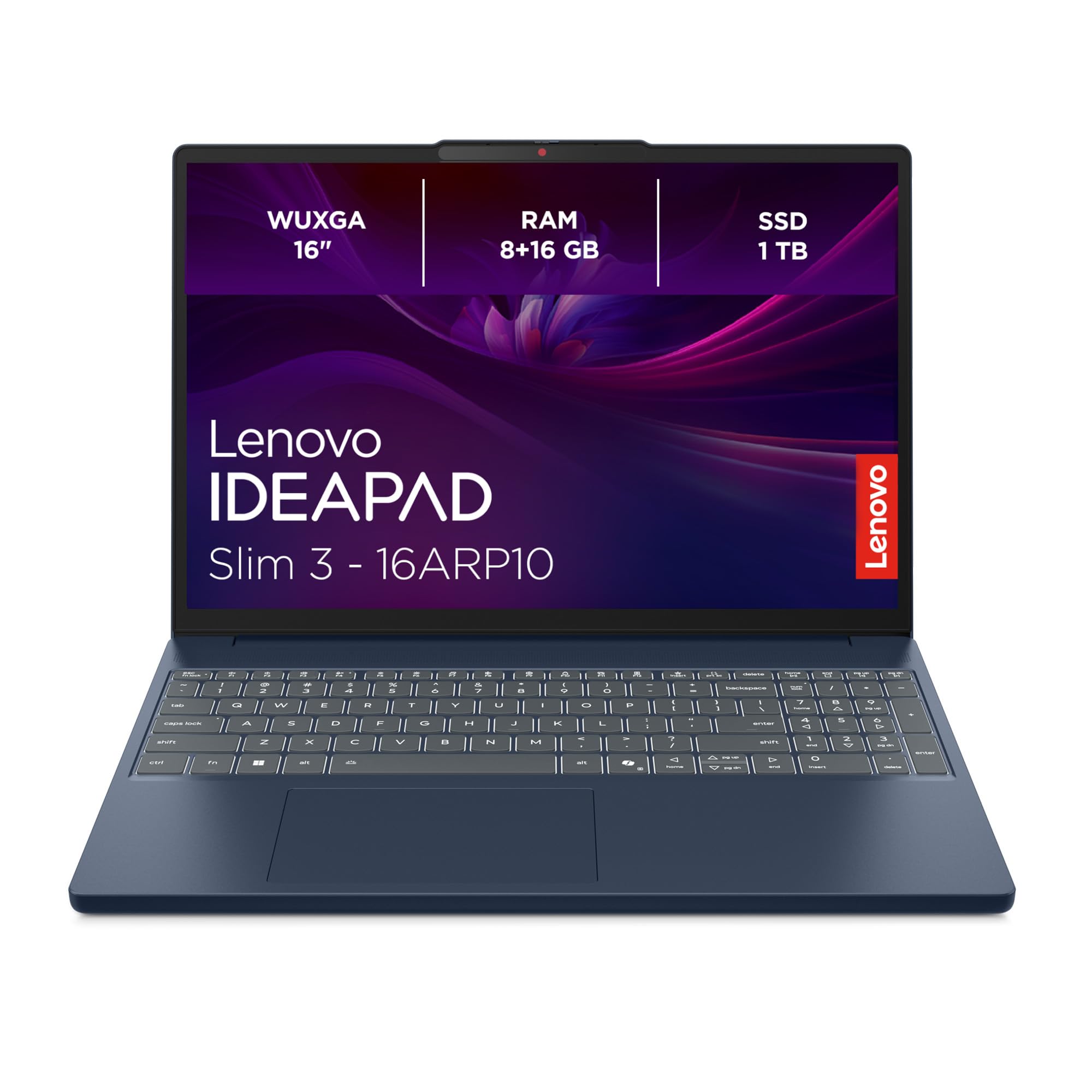 Lenovo IdeaPad Slim 3 Laptop | 16" WUXGA Display | AMD Ryzen 5 7535HS | 24GB RAM | 1TB SSD | AMD Radeon 660M Grafik | Windows11 | QWERTZ | Cosmic blau | 3 Monate Premium Care