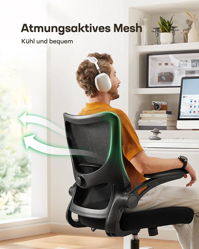Bürostuhl, Schreibtischstuhl, 3D Armlehnen 2D Lendenwirbelstütze