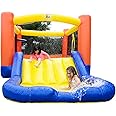 JumpOrange Orange Small Bounce House Water Slide with Pool for Little Kids and Toddlers (with Blower), Jump and Slide, Basketball Hoop, Backyard Water Park, Outdoor Indoor, Wet Dry Use, Bouncy House
