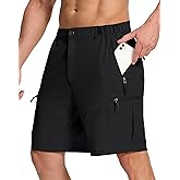 SERAMY Mens Hiking Cargo Shorts with 6 Zipper Pockets 9" Quick-Dry Lightweight Short for Golf Casual Fishing