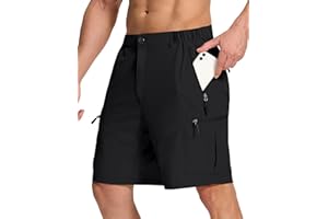 SERAMY Mens Hiking Cargo Shorts with 6 Zipper Pockets 9" Quick-Dry Lightweight Short for Golf Casual Fishing