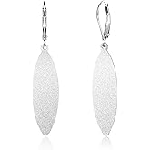 925 Sterling Silver Earrings Leaf Dangle Earrings for Women Silver Leaf Drop Earrings Hypoallergenic Leverback Dangle Eearings Lightweight Dangling Earring Jewelry for Women Gifts