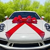 IDOYUAN 30 inch Big Red Car Bow for Car Decor, Perfect as Giant Bow for Present and Gift Wrapping | Ideal for Wedding, Birthday, Christmas Holiday Decorations