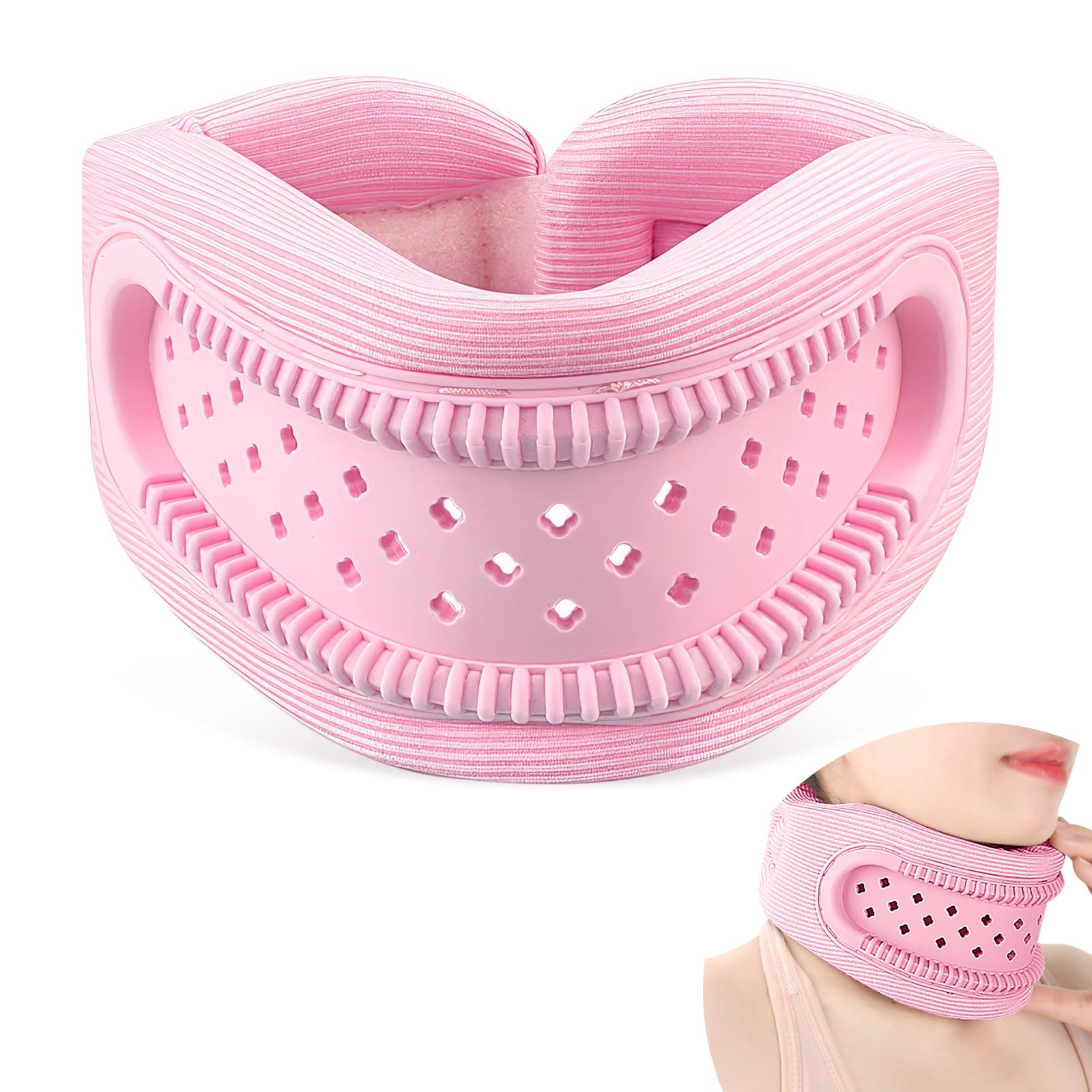Yirochan Neck Brace for Neck Pain and Support - Silicone Foam Cervicorrect Neck Brace, Adjustable Neck Support Brace Breathable Cervical Collar for Sleeping Relieving Spinal Pain and Pressure (Pink)