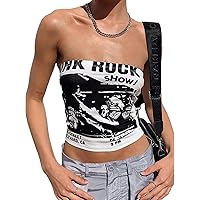 SOLILOQUY Women E Girl Gothic Camisole Y2k Grunge Crop Top