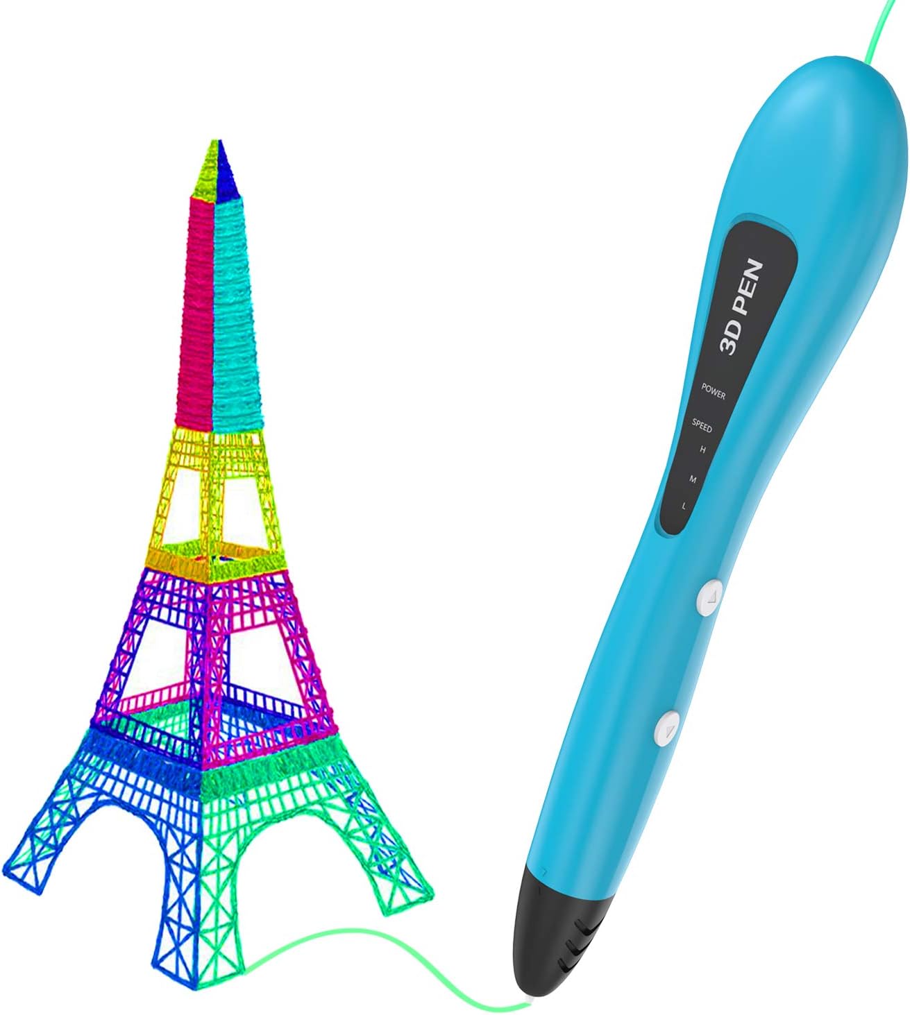 Gvoo 3D-Druckstift, intelligenter USB-betriebener 3D-Zeichenstift mit 3 Geschwindigkeitsmodi, kompatibel mit 1,75 mm PCL-Filament